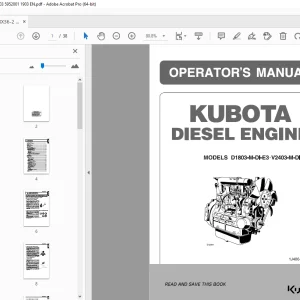 AMMANN KUBOTA D1803-M-DI-E3 V2403-M-DI-E3 OPERATOR'S MANUAL PDF