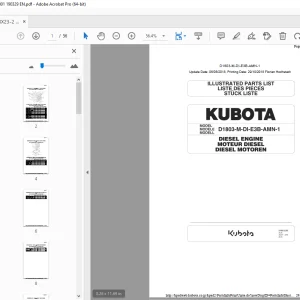AMMANN KUBOTA D1803-M-DI-E3B-AMN-1 DIESEL ENGINE PARTS MANUAL PDF