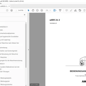 AMMANN eARX 26-2 TANDEMWALZE BEDIENUNGSANLEITUNG (3000000) PDF