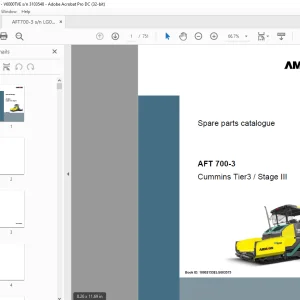 Ammann AFT700-3 sn LG003575 V6000ETVE sn 3103548 Parts Manual PDF