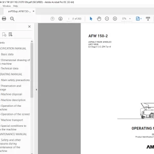 Ammann AFW 150-2 Asphalt Paver, Wheeled Operating Manual 3011193 PDF