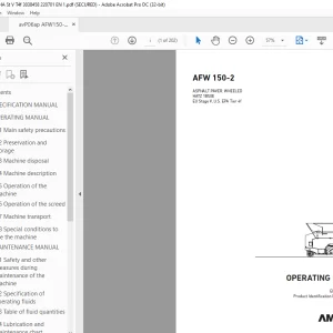 Ammann AFW 150-2 Asphalt Paver, Wheeled Operating Manual 3038458 PDF