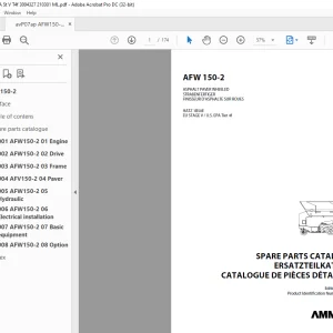 Ammann AFW 150-2 Asphalt Paver Wheeled Parts Manual 3004327 PDF