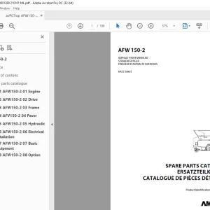 Ammann AFW 150-2 Asphalt Paver Wheeled Parts Manual 3001389 PDF