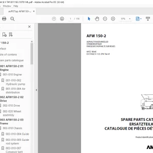 Ammann AFW 150-2 Asphalt Paver Wheeled Parts Manual 3011193 PDF