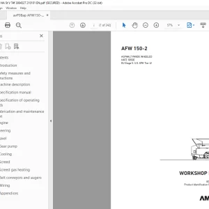 Ammann AFW 150-2 Asphalt Paver, Wheeled Workshop Manual 3004327 PDF