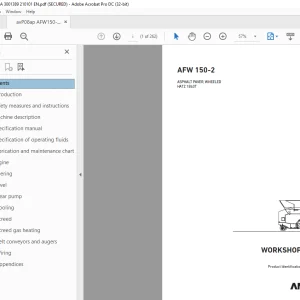 Ammann AFW 150-2 Asphalt Paver, Wheeled Workshop Manual 3004327 PDF
