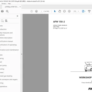 Ammann AFW 150-2 Asphalt Paver, Wheeled Workshop Manual 3011193 PDF