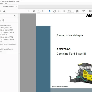Ammann AFW 700-3 sn CN3026821 - STV 6000 E sn 3104057 Parts Manual PDF