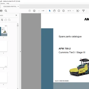 Ammann AFW700-2 sn JG002668 - STV5100E sn 3102659 Parts  Manual