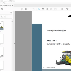 Ammann AFW700-3 sn JG002489 - STV5100E sn 3102490 Parts Manual