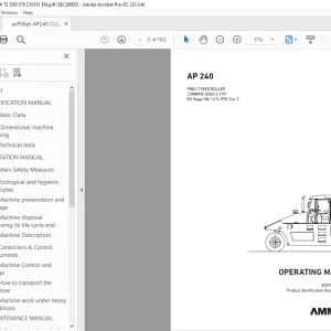 AMMANN AP 240 PNEU TYRED ROLLER OPERATING MANUAL 3001576 PDF