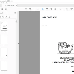 Ammann APH 50/75 ACE Hatz 1D50 Parts Manual SN 00000001 - PDF