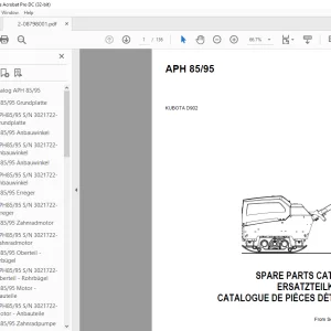 Ammann APH 85/95 Kubota D902 Parts Manual SN 3021722 PDF