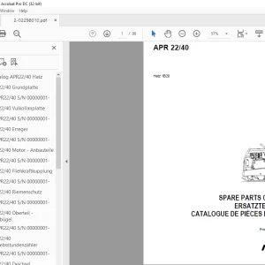 Ammann APR 22/40 Hatz 1B20 Spare Parts Manual SN 00000001 PDF