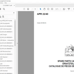 Ammann APR 22/40 Honda GX160UH2 Spare Parts Manual SN 00000001 PDF