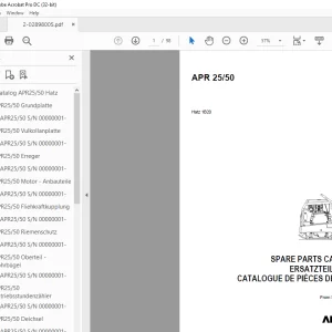 Ammann APR 25/50 Hatz 1B20 Spare Parts Manual SN 00000001 PDF