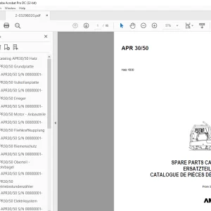Ammann APR 30/50 Hatz 1B30 Spare Parts Manual SN 00000001 PDF