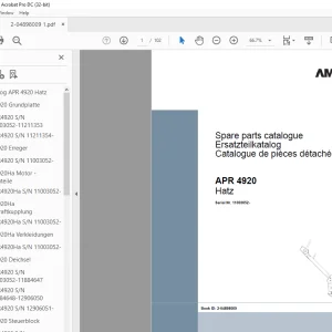 Ammann APR 4920 Hatz Parts Manual 11003052 PDF