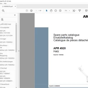Ammann APR 4920 Hatz Spare Parts Catalogue Manual SN 11003052 PDF
