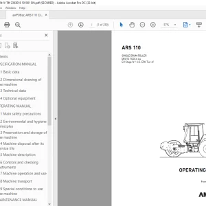 Ammann ARS 110 Single Drum Roller Operating Manual 2363018 PDF