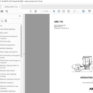Ammann ARS 110 Single Drum Roller Operating Manual 3009783 PDF