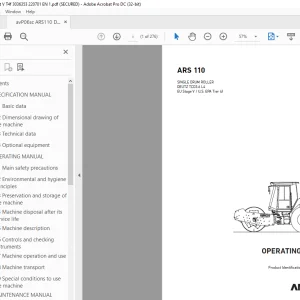 Ammann ARS 110 Single Drum Roller Operating Manual 3036353 PDF