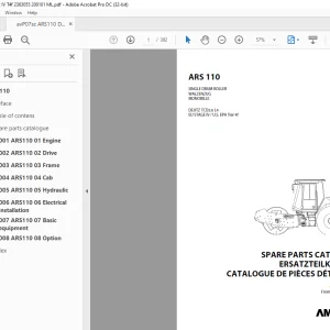Ammann ARS 110 Single Drum Roller Parts Catalogue Manual 2363055 PDF