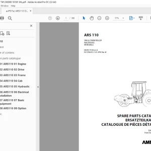 Ammann ARS 110 Single Drum Roller Parts Catalogue Manual 2383008 PDF