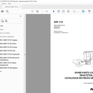 Ammann ARS 110 Single Drum Roller Parts Catalogue Manual 3001216 PDF