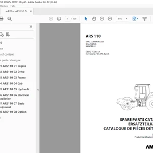 Ammann ARS 110 Single Drum Roller Parts Catalogue Manual 3004254 PDF