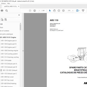 Ammann ARS 110 Single Drum Roller Parts Catalogue Manual 3009783 PDF