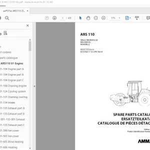 Ammann ARS 110 Single Drum Roller Parts Catalogue Manual 3010627 PDF