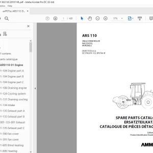 Ammann ARS 110 Single Drum Roller Parts Catalogue Manual 3022138 PDF