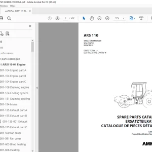 Ammann ARS 110 Single Drum Roller Parts Catalogue Manual 3024804 PDF