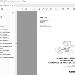 Ammann ARS 110 Single Drum Roller Parts Catalogue Manual 3035595 PDF
