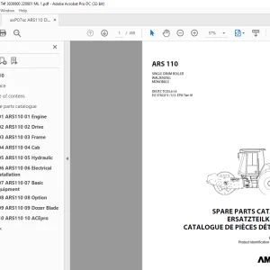Ammann ARS 110 Single Drum Roller Parts Catalogue Manual 3038900 PDF