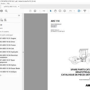 Ammann ARS 110 Single Drum Roller Parts Catalogue Manual 3047632 PDF