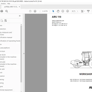 Ammann ARS 110 Single Drum Roller Workshop Manual PDF