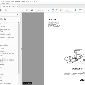 Ammann ARS 110 Single Drum Roller Workshop Manual PDF