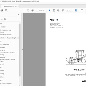 Ammann ARS 110 Single Drum Roller Technical Manual PDF