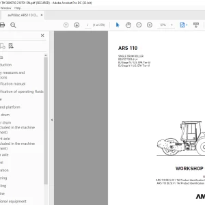 Ammann ARS 110 Single Drum Roller Workshop Manual PDF