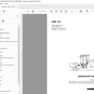 Ammann ARS 110 Single Drum Roller Workshop Manual PDF