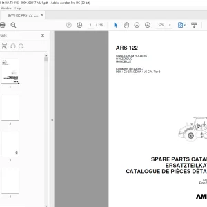 Ammann ARS 121 Single Drum Roller Parts Catalogue Manual 0103 PDF
