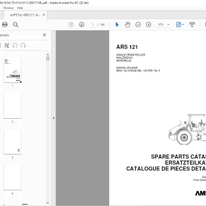 Ammann ARS 121 Single Drum Roller Parts Catalogue Manual 0110-0115 PDF