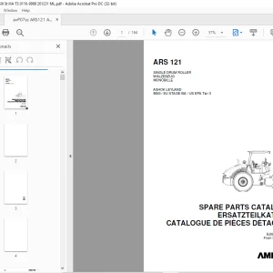 Ammann ARS 121 Single Drum Roller Parts Catalogue Manual 0116 PDF