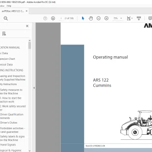 Ammann ARS 122 Single Drum Roller Operating Manual 0059-0062 PDF