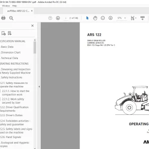 Ammann ARS 122 Single Drum Roller Operating Manual 0063 PDF