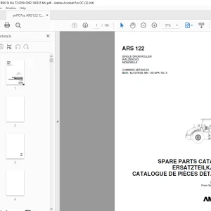 Ammann ARS 122 Single Drum Roller Parts Catalogue Manual 0059-0062 PDF