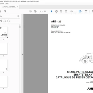Ammann ARS 122 Single Drum Roller Parts Catalogue Manual 0063-0102 PDF